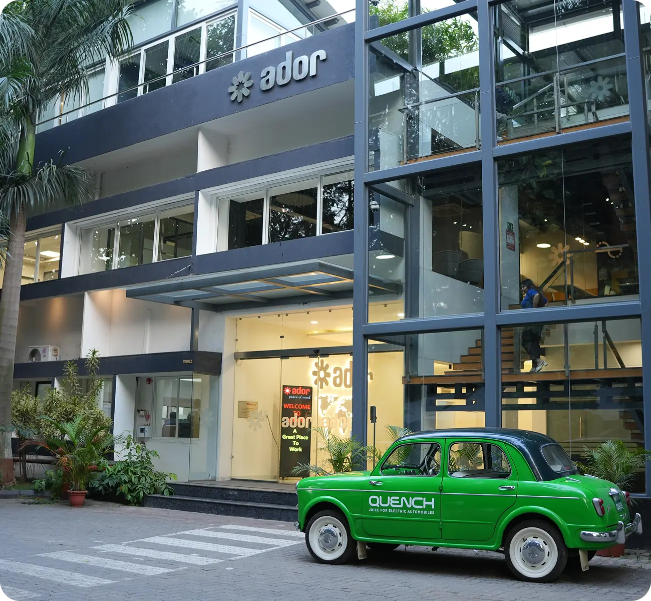 Front facade of the Ador Warrior City campus in Pune, India