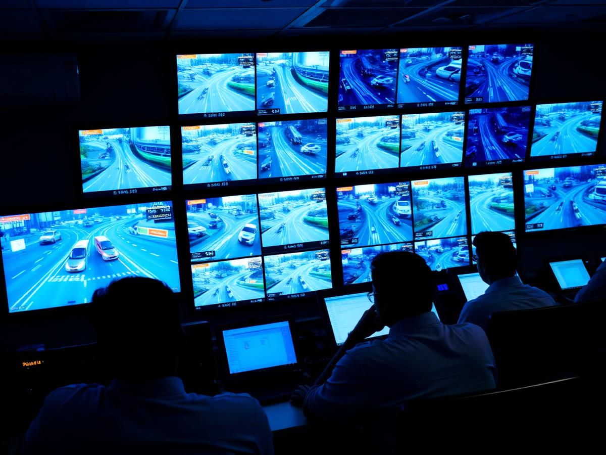 Junction in an Indian city with enforcement cameras and signal control equipment installed